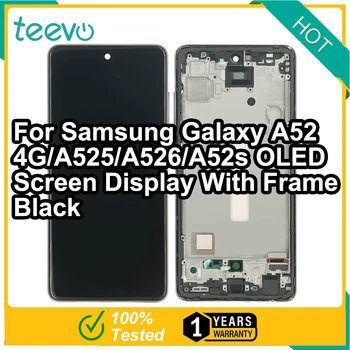 Teevo LCD, skirta Samsung Galaxy A52, 4G/A525/A526/A52S, OLED ekranas & jutiklinio ekrano skaitmeninimo priemonė su rėmelio palaikymu Piršto atspaudas