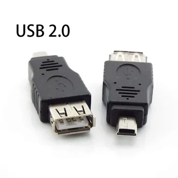 Tinklo USB 2.0 A į Mini B 5 kontaktų vyriškas adapteris, skirtas Android Mobile Mini A tipo B lizdo skirstytuvas Smart Phone OTG Converter