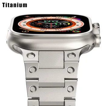 Titano dirželis Apple Watch juostai 44mm 45mm 40mm 41mm 38mm 42mm metalinė Apyrankė iWatch Series 9 8 7 6 5 4 3 SE ultra band 49mm