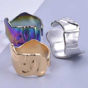 Titano plieno geometrijos storis Aukštos kokybės dizaino papuošalų rinkinys Žiedai moterims Mergaitė Madingi pirštų žiedai Papuošalai Gotikinis žavesys