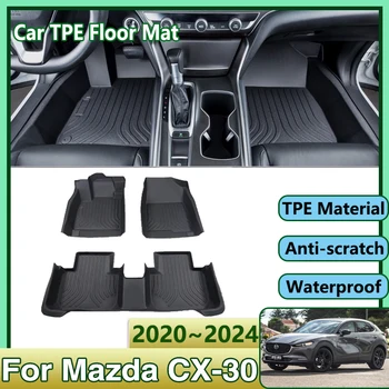 TPE automobilių grindų kilimėliai Mazda CX30 priedams 2021 2020 ~ 2024 CX-30 CX 30 vandeniui atsparus odinis purvo kilimas Kojų padas Pilnas kilimas Tappeto