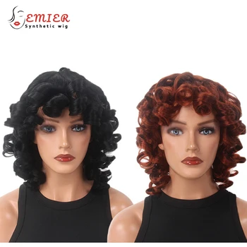 Trumpi laisvi garbanoti perukai su kirpčiukais juodaodėms moterims mergaitėms Romos garbanos Vintažiniai sintetiniai karščiui atsparūs plaukų perukai vakarėliui kasdien