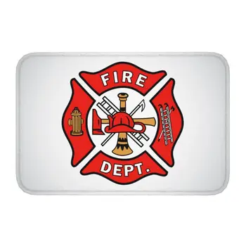 Ugniagesių departamento logotipas Priekinių durų kilimėlis Neslidus sugeriantis ugniagesys gelbėtojas Priešgaisrinės gelbėjimo durų kilimėlis Grindys Vonios įėjimo kilimas Kilimas