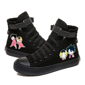 Unisex Anime Tobio Kageyama Preppy Black Casual Ankle Canvas Shoes Hinata Shoyo Hook Loop plimsolls ančių batai Sportbačiai