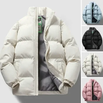Unisex poros žieminis medvilninis paltas stora paminkštinta stovinti kaklo apsauga šilta striukė ilgomis rankovėmis lauko vėjo nepraleidžiantis paltas