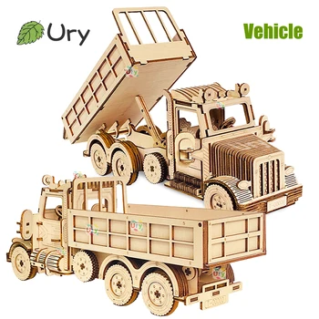 Ury 3D medinis dėlionės sunkvežimis Sportinis automobilis Bekelės iškrovimas Kilnojamas retro transporto priemonių surinkimo modelis 