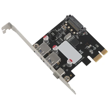 USB 3.1 C tipo PCIE išplėtimo kortelė Pci-E į 1 C tipą ir 2 tipo A tipo 3.0 USB adapteris PCI Express valdiklio šakotuvas Staliniam kompiuteriui