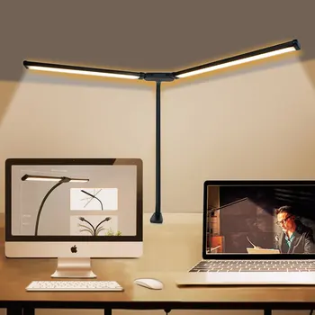 USB dvigubos galvutės LED spaustukinė stalinė lempa architekto stalinė lempa namų biuro apšvietimui 3 apšvietimo režimai Lanksti studijų stalinė lempa