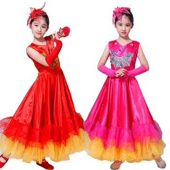 Vaikų mergaitės Ispanų flamenko oficialios suknelės Vaikų blizgučiai Siuvinėjimo suknelė Didelės sūpynės Tiulio suknelės Mokyklos veikla