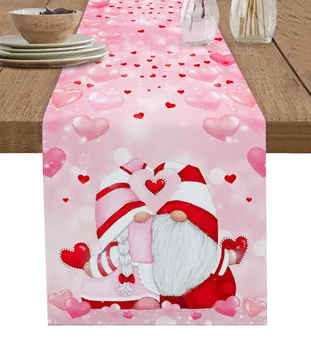 Valentino diena Rožinė meilė Nykštukė Pora Stalas Bėgikas virtuvinei stalo dangčiai Namų dekoro staltiesė 4/6 vnt Placemats