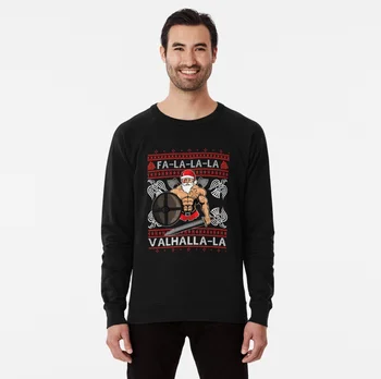Valhalla La Ugly Christmas Sweater Santa Viking'er Warrior Xmas Gift Pullover Sweatie New 100% medvilniniai laisvalaikio vyriški džemperiai