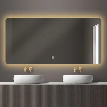 Veidrodis, vonios veidrodis, išmanusis veidrodis, jutiklinis ekranas su šviesa, defogging, pakabinimas ant sienos, kvadratinės sienos pakabinimas, pritaikytas