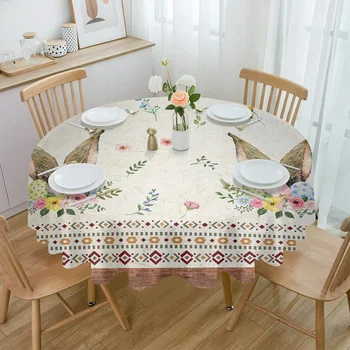 Velykų pavasaris Laukinės gėlės Triušio ausys Neperšlampama staltiesė Stalo dekoravimas Vestuvių namai Virtuvė Valgomasis Apvalus stalas