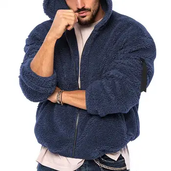 Vyriška striukė su pliušiniu gobtuvu Pūkuotas paltas su gobtuvu Vilnos striukė žiemai Jaqueta Masculina