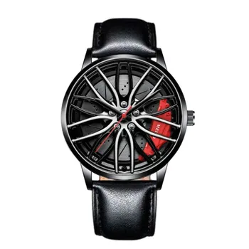 Vyriškas automobilinis laikrodis Vandeniui atsparus nerūdijančio plieno kvarcinis rankinis laikrodis Sportinis vyriškas laikrodis su automobilio stebulės dizainu Relogios Masculino