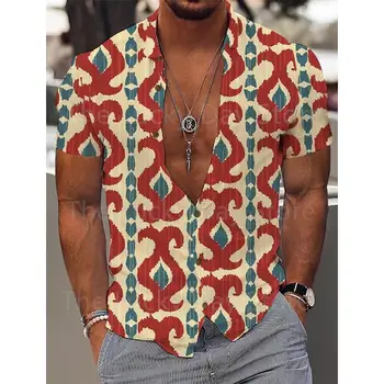 Vyrų individualūs prabangūs socialiniai Havajų Camisa gėlių oversized paprasti marškiniai Harajuku Vintage Pattern Summer Stylish Prints Drabužiai