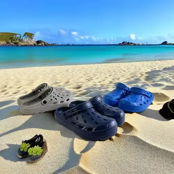Vyrų laisvalaikio uždarų pirštų čiuožykla ant platformos EVA užkemša lauko neslystančius tuščiavidurius daugiafunkcinius paplūdimio batus Berniukų sandalai