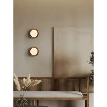 Wabi-sabi Japoniško stiliaus medinis sieninis šviestuvas fojė Naktinė virtuvė Namų meno dekoro prietaisas Vintage Nordic šviestuvas