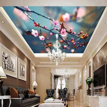 wellyu Custom muals 3d fototapetai gražios gėlių šakos persikų vyšnių lubų stogas zombių tapetai sienoms 3 d обои