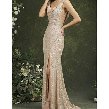 Wepbel vakarinė suknelė Seksuali vakarinė suknelė be rankovių Splito pamergės suknelė Moterys Elegantiška 2023 m. vakarienė Apvalkalas Ilga suknelė