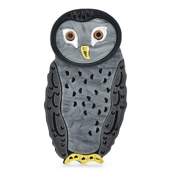 Wuli&baby Acrylic Lovely Owl Sagės moterims Unisex Mielas paukštis Gyvūnų vakarėlis Atsitiktinė sagė Smeigtukai Dovanos
