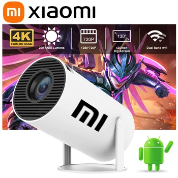 Xiaomi mini projektorius 4K Android 11 WIFI6 BT5.0 1080P 1280*720P Namų kino teatras TV ekranas Projecteur Lauko nešiojamasis spindulių projetorius
