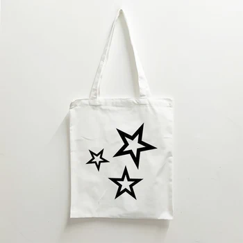 Y2k Tote Bag Estetika Žvaigždžių spausdinimas Gatvės krepšiai Pirkinių krepšys Medžiaginis krepšys Drobė Eko krepšys Atsitiktiniai rankiniai krepšiai Pečių krepšiai mergaitėms