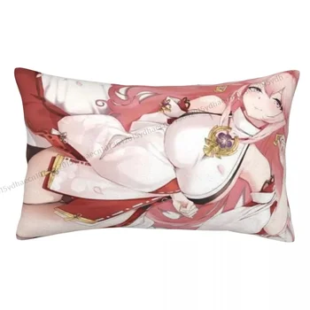 Yae Miko Guuji Yae poliesterio pagalvės užvalkalas Genshin Impact miegamojo dekoratyvinis plaunamas pagalvės užvalkalas Pagalvės užvalkalas