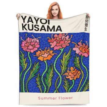 Yayoi Kusama vasaros gėlių parodos antklodė Flanelinės tekstilės dekoras Jaukios minkštos mėtomos antklodės kelionėms į lovą Pliušinė plona antklodė