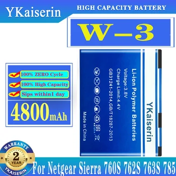 YKaiserin 4800mAh W-3 baterija W3 skirta Netgear Sierra 760S 762S 763S 785S belaidžiam maršrutizatoriui Li-Ion Ličio jonų akumuliatorius Rechargelata