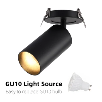 Įdėtas LED lubų bėgių kelio apšvietimas 360° Sukamas 90° sulankstomas baltas juodas auksas Varis 6W GU10 lemputė keičiama sieninė taškinė lemputė