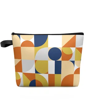 Šiaurės šalių retro viduramžių geometrinės abstrakčios spalvos makiažo krepšys maišelis 