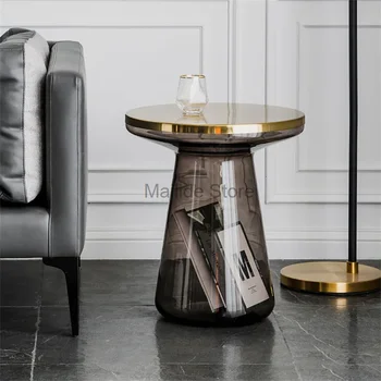 Šiaurės šalių skaidraus stiklo varpai Kavos staliukas svetainės baldams Namų dizaineris Kūrybinis mažas butas Ins sofa šoninis staliukas