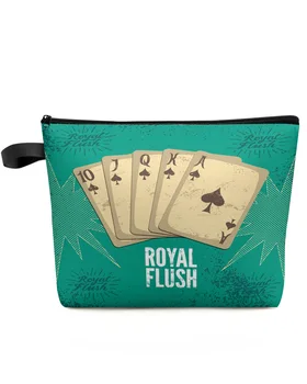 Žaidimo kortos Senamadiškas retro kosmetikos krepšys moterims Makiažo maišelis Nešiojamas skalbimo krepšys Tualeto reikmenys Organizatorius Saugojimo krepšys