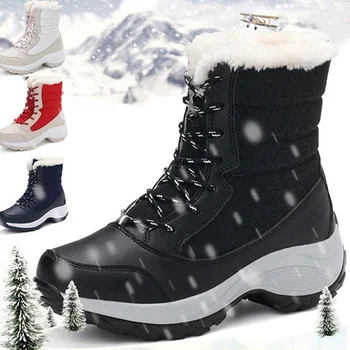 Žieminiai batai Neperšlampami batai Moteriški sniego batai Pliušiniai šilti kulkšnies batai moterims Moteriški žieminiai batai Botas Mujer platforma