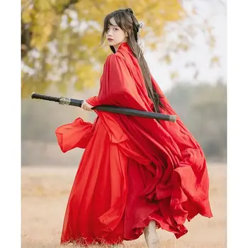 Žieminė Hanfu suknelė Moterys Kinų senovės tradicinė Hanfu apranga Moteriškas karnavalas Cosplay kostiumas Hanfu raudonas apsiaustas su 2vnt rinkiniais