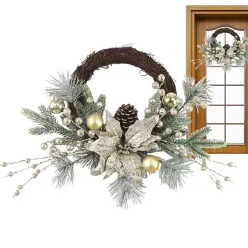 Žiemos kalėdinis vainikas Auksinis kamuolys Sodyba Kaimiškas pakabos papuošalai Šventinis vainikas vakarėliui Sienos durys Langas Balkono dekoras