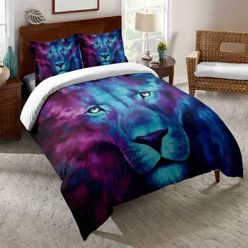 Žvėries patalynės komplektas Animal Lion antklodės užvalkalas 3D antklodės suaugusiems vaikams spalvingas patogus lovos komplektas Queen King dydžio namų tekstilė