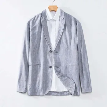 2023 New Fashion Arrival Vyriškas kostiumas Striukė Summer Spring Blazer Pure Bottom Breathable Cotton Linen Coat 1 Pieces( Only Jacket )