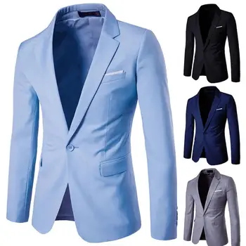Casual Blazer Stilingas patogus ilgų rankovių sagų kišenės Kostiuminis paltas vestuviniam kostiumui Paltas Vyriškas švarkas