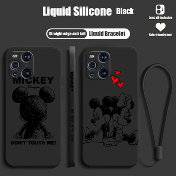 Disney Mickey Mouse Cute for OPPO Find X6 X5 X3 X2 Pro Lite Neo Liquid Left Silicone Cover Phone Case