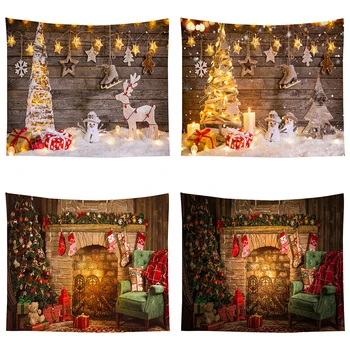 Kalėdinis spausdinimas Poliesteris Namų dekoras Gobelenas miegamojo svetainei Sienų fonas Audinys tapeçaria de natal