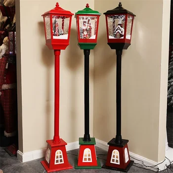 Kalėdinės dekoracijos Laimingas sniegas Kalėdos Mažoji gatvės lempa Kalėdų šventė Papuošimai tiekia muzikos lempą