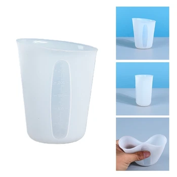 kristalinės epoksidinės dervos mišraus matavimo nelipnus silikoninis puodelis silikoninis matavimo puodelis daugkartinio naudojimo maišymo puodelis su tikslia skale