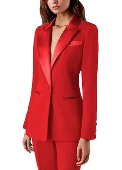 Moteriškas 2 dalių biuro elegantiškas pavasario kostiumas plonas FitVelvet atlapas prašmatnus viršutinis drabužis ilgomis rankovėmis laisvalaikio apranga Prom Party Blazers