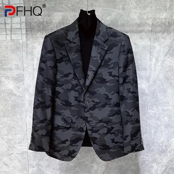 PFHQ Haute Quality Camouflage Small Suit Jackets Men's Handsome Casual Formal Creativity Button Business Blazers Autumn 21Z3557