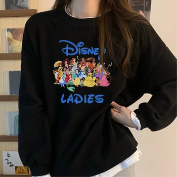 Pullover Sweater Ladies Student Kawaii Disney Fashion Clothing Printed Sweater Hoodie Wild Popular Disney Princess Pattern