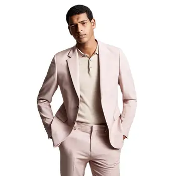 Vyriški kostiumai Regular Fit 2 dalių rožinis viengubas krūtinės vestuvinis jaunikis Klasikiniai švarko komplektai Siuvėjas Pagaminta didelio dydžio vyriška drabužių striukė