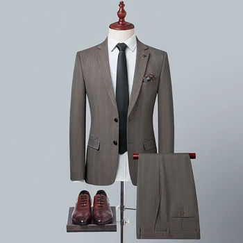 Vyrų verslas Laisvalaikis (kostiumas + kelnės) Aukščiausios klasės kostiumas Vestuvės Geriausia vyro suknelė Mada Paprastas elegantiškas profesionalus dviejų dalių rinkinys