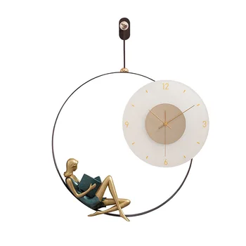 Šiaurės šalių šviesa Prabangus kaustytas Svetainė Sieninis laikrodis Kūrybingas modernus LED apšvietimas Sieninis laikrodis 3d